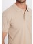 Erkek Slim Fit Dar Kesim Pamuklu Yumuşak Dokulu Serin Tutan Kumaş Düz Pike Taş Renk Polo Yaka Tişört 3