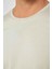 Unisex Slim Fit Dar Kesim %100 Pamuk Yumuşak Dokulu Taş Renk Bisiklet Yaka Tişört 4