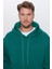 Unisex Oversize Geniş Kesim Pamuklu Yumuşak Dokulu Içi Polarlı Basic Yeşil Kapüşonlu Sweatshirt 2