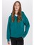 Unisex Oversize Geniş Kesim Pamuklu Yumuşak Dokulu Içi Polarlı Basic Yeşil Kapüşonlu Sweatshirt 3