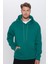 Unisex Oversize Geniş Kesim Pamuklu Yumuşak Dokulu Içi Polarlı Basic Yeşil Kapüşonlu Sweatshirt 5