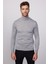 Erkek Slim Fit Dar Kesim Tam Balıkçı Yaka Düz Yün Gri Triko Kazak 2