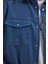 Slim Fit Uzun Kollu Spor Yaka Yıkamalı Çift Cepli Armürlü Denim Kot Indigo Erkek Gömlek 3