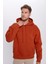 Unisex Oversize Geniş Kesim Pamuklu Yumuşak Dokulu Içi Polarlı Basic Kiremit Renk Kapüşonlu Sweatshi 2