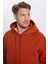 Unisex Oversize Geniş Kesim Pamuklu Yumuşak Dokulu Içi Polarlı Basic Kiremit Renk Kapüşonlu Sweatshi 3