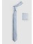 Düz Cep Mendilli Mavi Erkek Kravat 2