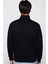 Unisex Relax Fit Rahat Kesim Pamuklu İçi Polarlı Yarım Fermuarlı Siyah Dik Yaka Sweatshirt 6