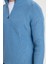 Erkek Slim Fit Dar Kesim Fermuarlı İndigo Dik Yaka Triko Kazak 3