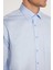 Erkek Regular Fit Klasik Kesim %100 Pamuk Saten Tek Cepli Mavi Gömlek 2