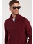 Erkek Slim Fit Dar Kesim Fermuarlı Bordo Dik Yaka Triko Kazak 2