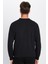 Unisex Relax Fit Rahat Kesim Pamuklu Yumuşak Dokulu İçi Polarlı Basic Siyah Bisiklet Yaka Sweatshirt 6