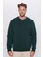 Unisex Relax Fit Rahat Kesim Pamuklu Yumuşak Dokulu İçi Polarlı Basic Yeşil Bisiklet Yaka Sweatshirt 2