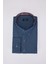 Erkek Big Size Büyük Beden Uzun Kollu Pamuklu Oxford Doku Tek Cepli Indigo Düğmeli Yaka Gömlek 1
