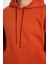 Unisex Oversize Geniş Kesim Pamuklu Yumuşak Dokulu Basic Kiremit Renk Kapüşonlu Sweatshirt 4