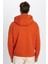Unisex Oversize Geniş Kesim Pamuklu Yumuşak Dokulu Basic Kiremit Renk Kapüşonlu Sweatshirt 5