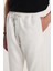Erkek Regular Fit Beli Lastikli Bağcıklı Jogger Beyaz Pantolon Rahat Kesim Yan Cepli 1