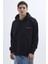 Unisex Oversize Geniş Kesim Pamuklu Yumuşak Dokulu İçi Polarlı Baskılı Siyah Kapüşonlu Sweatshirt 2