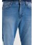 Erkek Regular Fit %100 Pamuk Yan Cepli Baggy Mavi Jean Kot Pantolon 2