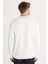 Erkek Slim Fit Dar Kesim Uzun Kol Polo Yaka Çizgili Beyaz Kazak 5