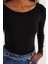Kadın Slim Fit Dar Kesim Uzun Kollu Viskon Siyah Bluz 2