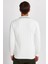Erkek Slim Fit Dar Kesim Çizgi Detaylı Beyaz Polo Yaka Kazak 5