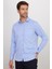 Erkek Klasik Fit Uzun Kollu Pamuklu Kolay Ütü Armürlü Mavi Gömlek 4