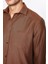 Erkek Regular Fit Klasik Kesim Pamuklu Armürlü Kahverengi Gömlek 5