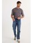 Erkek Regular Fit %100 Pamuk Yan Cepli Baggy Lacivert Jean Kot Pantolon 4