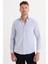 Erkek Regular Fit Klasik Kesim İnce Çizgili Pamuklu Kravatlık Yaka Gömlek 4