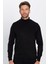 Erkek Slim Fit Dar Kesim Yumuşak Dokulu Tüylenmeyen Siyah Tam Balıkçı Yaka Triko Kazak 3