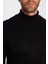Erkek Slim Fit Dar Kesim Yumuşak Dokulu Tüylenmeyen Siyah Tam Balıkçı Yaka Triko Kazak 4