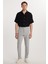 Erkek Slim Fit Dar Kesim Esnek Yan Cepli Bilek Boy Canvas Kesim Gri Pantolon 3