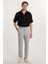 Erkek Slim Fit Dar Kesim Esnek Yan Cepli Bilek Boy Canvas Kesim Gri Pantolon 4