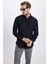 Erkek Slim Fit Dar Kesim Uzun Kollu Pamuklu Oxford Doku Kolay Ütü Siyah Düğmeli Yaka Gömlek 5