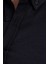 Erkek Slim Fit Dar Kesim Uzun Kollu Pamuklu Oxford Doku Kolay Ütü Siyah Düğmeli Yaka Gömlek 6