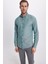 Erkek Slim Fit Dar Kesim Uzun Kollu Pamuklu Oxford Doku Kolay Ütü Yeşil Düğmeli Yaka Gömlek 5