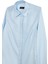 Kadın Slim Fit Dar Kesim Vucüda Oturan Uzun Kollu Gizli Düğme Detaylı Mavi Basic Gömlek 2