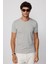 Erkek Slim Fit Dar Kesim Pamuklu Yumuşak Doku Likralı Esnek Kumaş Basic Gri Bisiklet Yaka Tişört 2