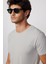 Erkek Slim Fit Dar Kesim Pamuklu Yumuşak Doku Likralı Esnek Kumaş Basic Gri Bisiklet Yaka Tişört 3