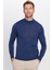 Erkek Slim Fit Dar Kesim Yarım Balıkçı Yaka Düz Lacivert Triko Kazak 2