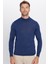 Erkek Slim Fit Dar Kesim Yarım Balıkçı Yaka Düz Lacivert Triko Kazak 4