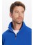 Unisex Relax Fit Rahat Kesim Pamuklu İçi Polarlı Yarım Fermuarlı Sax Mavi Dik Yaka Sweatshirt 2