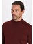 Erkek Slim Fit Dar Kesim Yarım Balıkçı Yaka Düz Bordo Triko Kazak 2