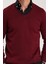 Erkek Standart Fit Normal Kesim V Yaka Pamuklu Bordo Triko Kazak 3