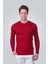 Erkek Standart Fit Normal Kesim Bisiklet Yaka Petek Desenli Kırmızı Triko Kazak 2