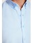 Erkek Slim Fit Dar Kesim Uzun Kollu Pamuklu Oxford Doku Kolay Ütü Mavi Düğmeli Yaka Gömlek 3