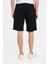 Erkek Regular Rahat Kesim Beli Lastikli Bağlamalı Yandan Cepli Siyah Bermuda Şort 5