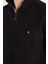 Erkek Slim Fit Dar Kesim Pamuklu Selanik Kumaş Yarım Fermuarlı Siyah Dik Yaka Sweatshirt 3