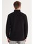 Erkek Slim Fit Dar Kesim Pamuklu Selanik Kumaş Yarım Fermuarlı Siyah Dik Yaka Sweatshirt 5