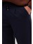 Erkek Slim Fit Dar Kesim Lastikli Bağcık Detaylı Lacivert Pantolon 3